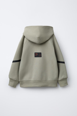 ZARA ХУДИ SPORTY INTERLOCK, ЗЕЛЕНЫЙ/СЕРЫЙ
