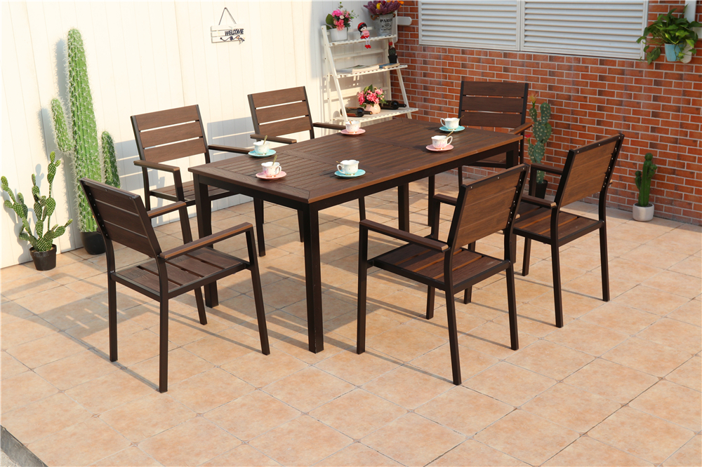 Алюминиевый прямоугольный стол  160*90 ПОЛИВУД-7 «POLYWOOD-7» цвет каштан арт.1026