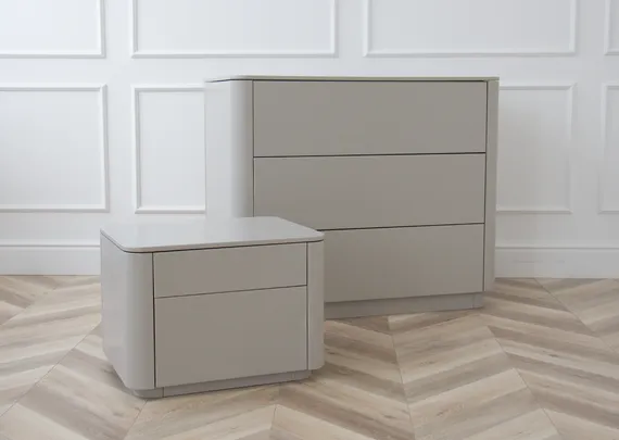 Тумба прикроватная Tammi 2 ящика ширина 50 см (серо-бежевый)