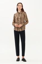 23417 Блузка женская (черно-песочный принт)