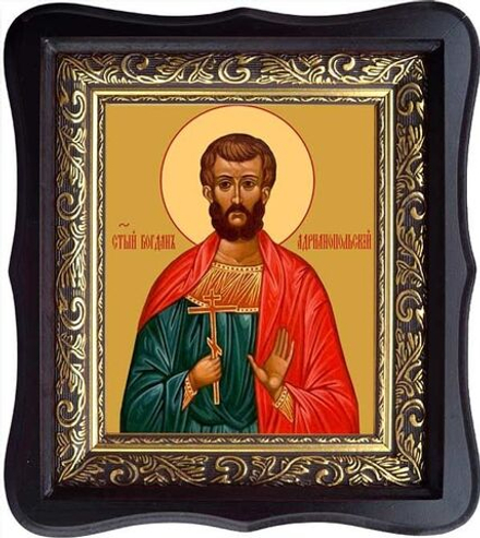 Богдан (Феодот) Адрианопольский Святой мученик. Икона на холсте. (17 х 21 см / В деревянном киоте под стеклом).