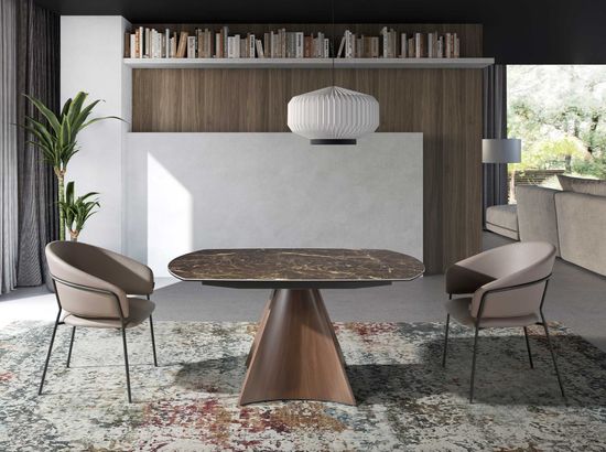 Раздвижной овальный обеденный стол 1113/MC22181DT из мраморной керамики и стали Испания 205х90