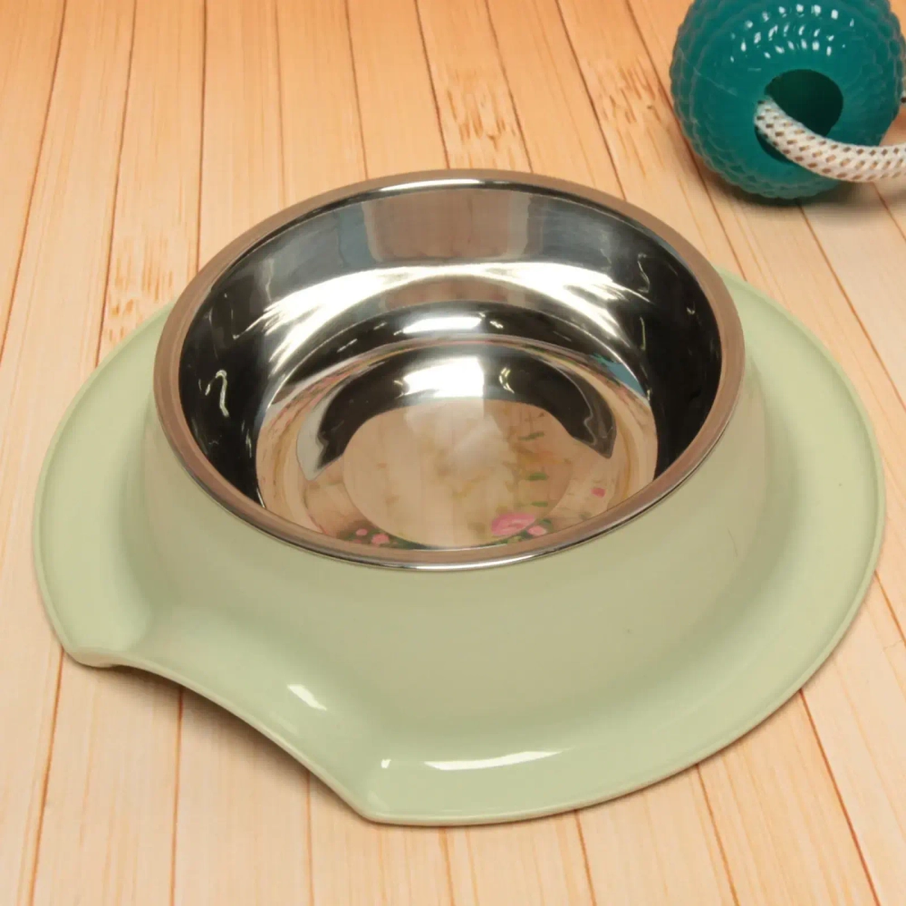 Миска металлическая «Колор-Примула» 250мл 21,5*5,5см на пластиковой подставке, цвет зеленый