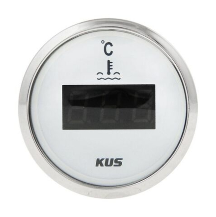 Указатель температуры двигателя цифровой 25-120 гр., белый циферблат, нержавеющий ободок, д. 52 мм