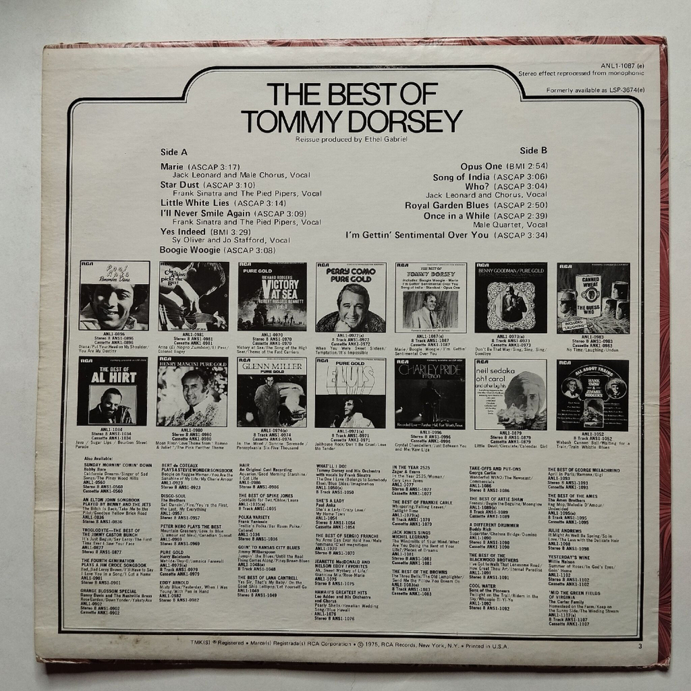 Винтажная виниловая пластинка LP The Best Of Tommy Dorsey (USA 1975)