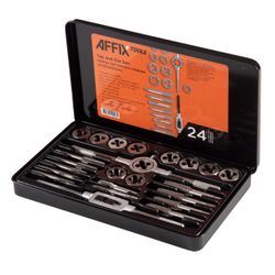 AFFIX (AF35100024C) Набор метчиков и плашек SK-5 M5-M12, кейс, 24 предмета