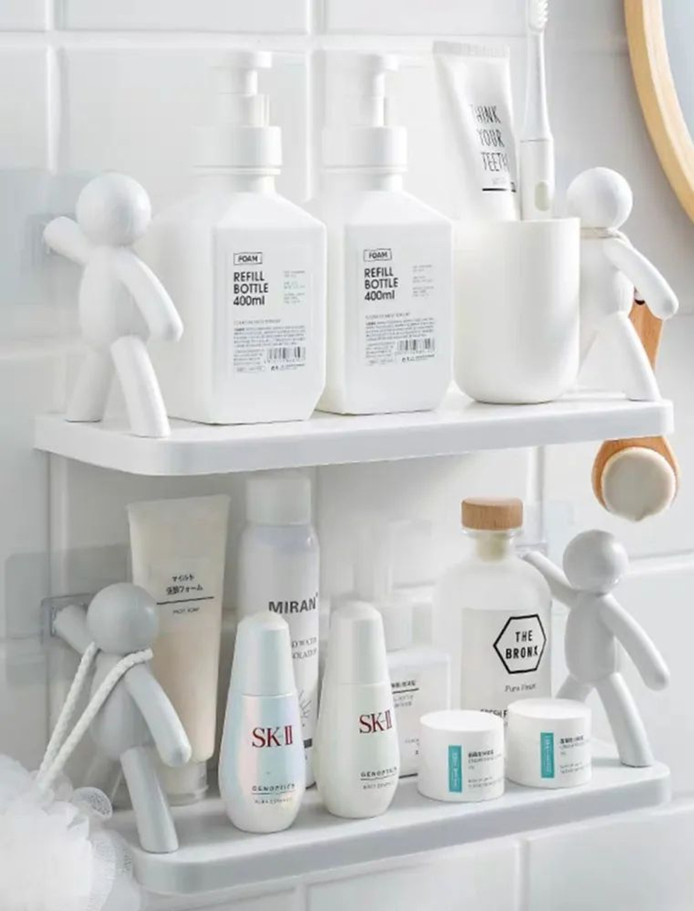 Полка настенная интерьерная Человечки на липучках 1 шт белая