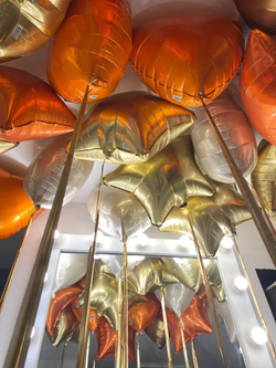 Воздушные шары звезды и сердца с дождиком на потолок №2745