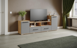 Тумба ТВ Парус-2, Дуб крафт золотой, графит серый