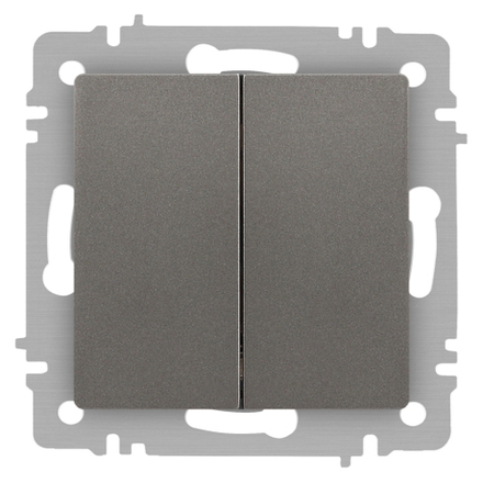 Переключатель Intro Accent 6-107-09 двойной, 10А-250В, IP20, СУ, AL/CU, титан