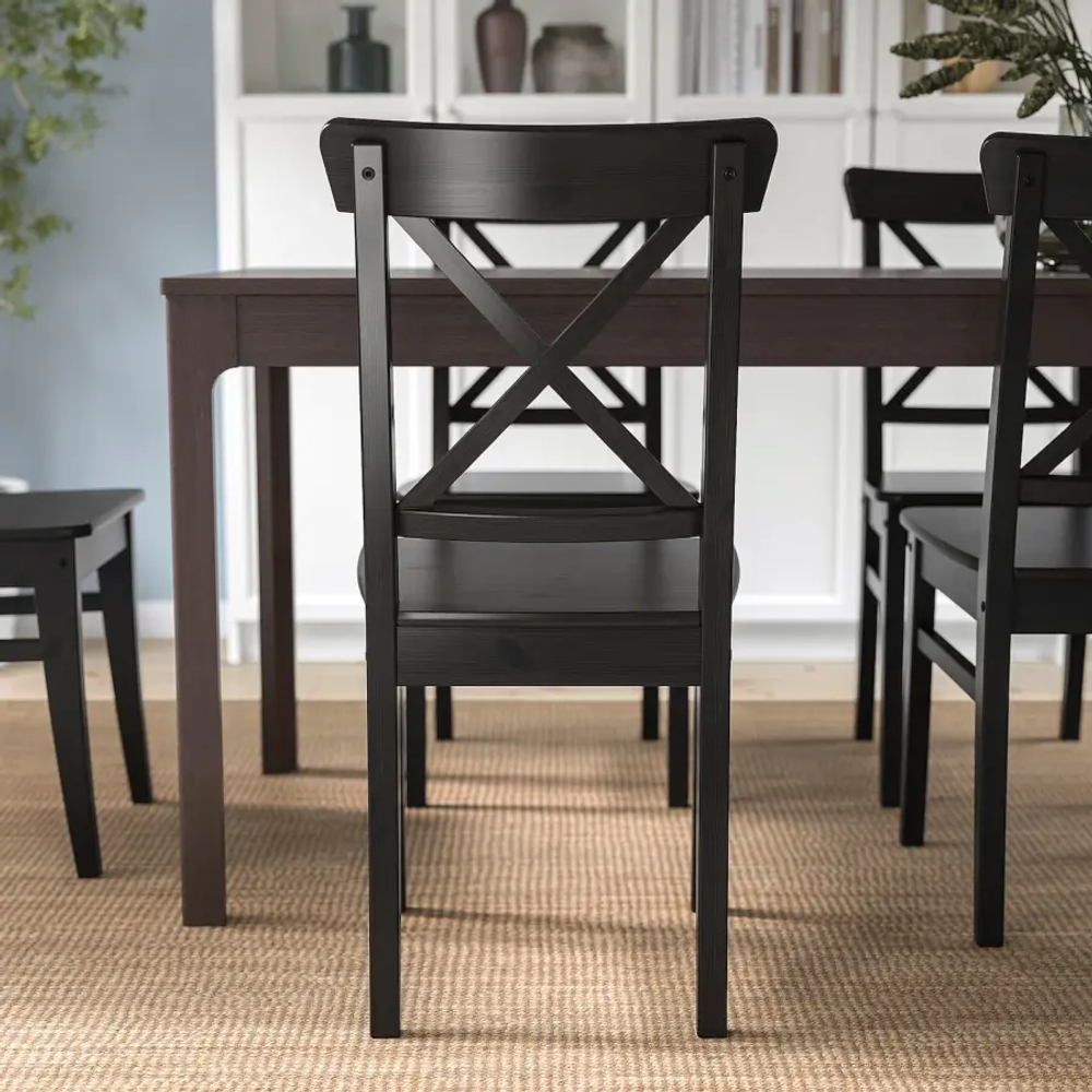 Стул деревянный - IKEA INGOLF, 91х43х52 см,  черный, ИНГОЛЬФ ИКЕА