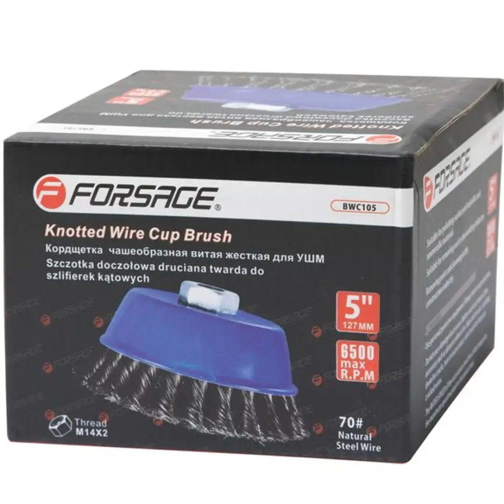 Кордщетка чашеобразная стальная витая для УШМ 75мм (М14) Forsage F-BWC103