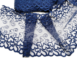 Вышивка на сетке, 23 см, темно-синий, сердечки (Артикул: VS-2010), м