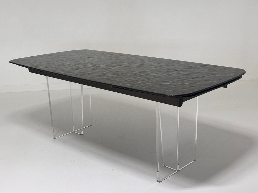 Стол LAURITS 200 GOLDEN, стекло BUBBLE  / Прозрачный каркас ®DISAUR