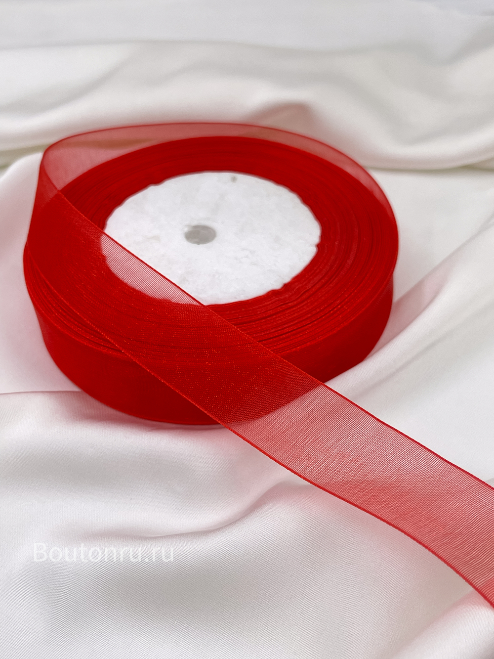 Лента капроновая органза красная