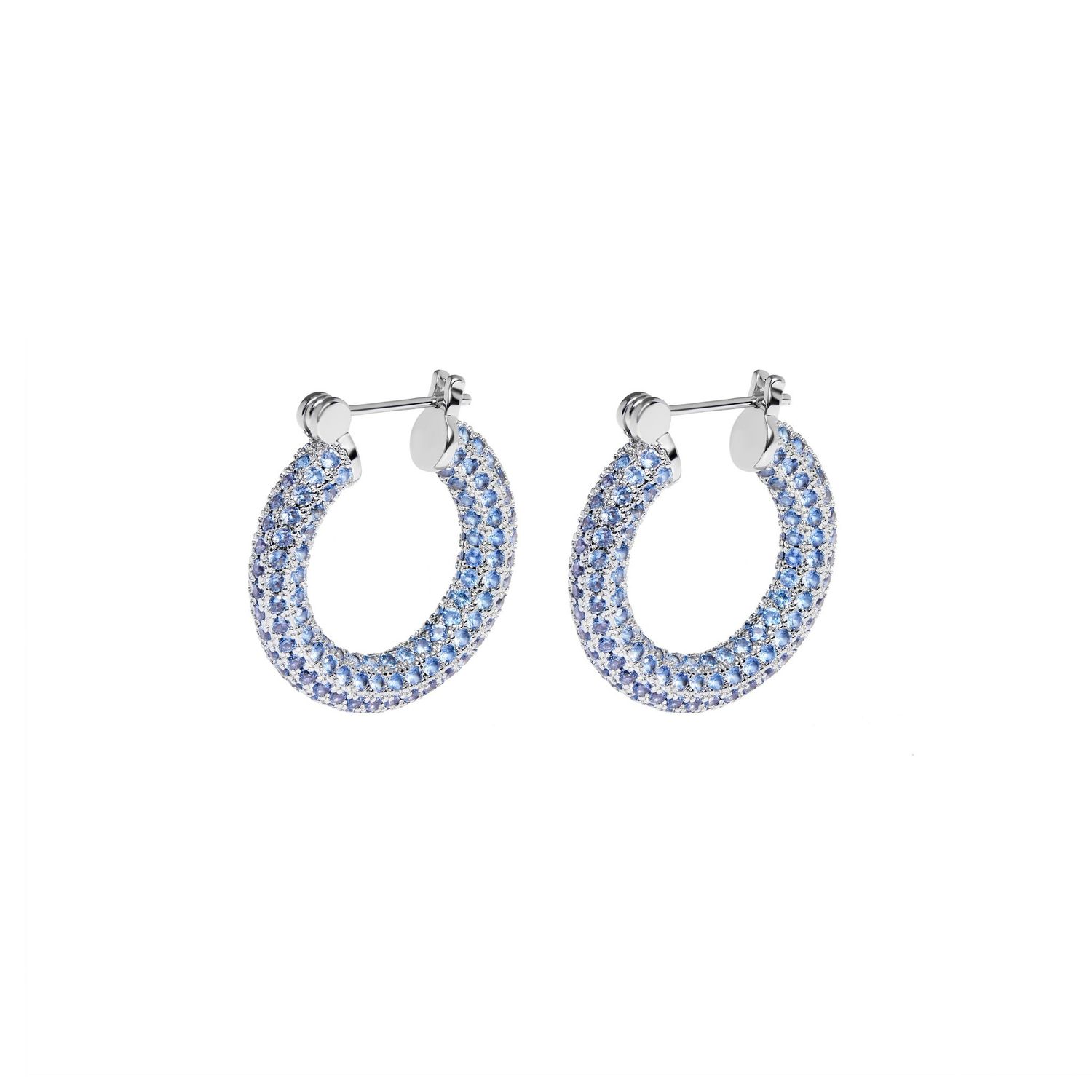 Серьги Pave Hoops - Light Blue