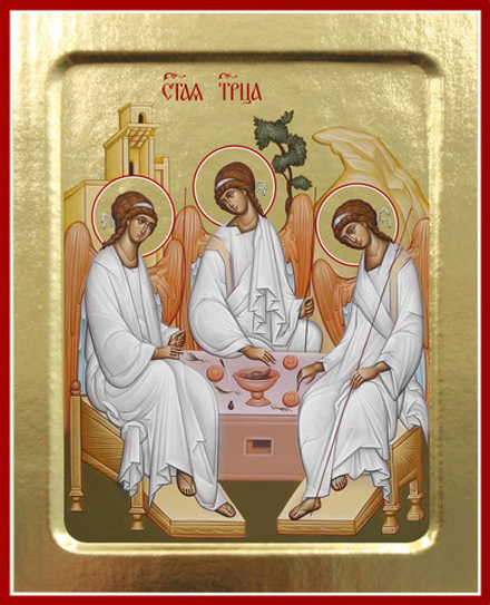 Икона Святой Троицы в белом, на дереве: 125 х 160 (Синопсисъ)