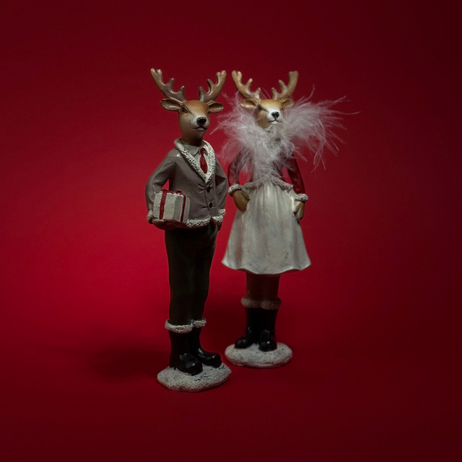 Сувенир Олень мальчик (полирезин), H21x7,5x5см, коричневый