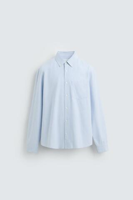 ZARA РУБАШКА ОКСФОРД, НЕБЕСНО-ГОЛУБОЙ