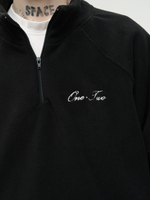 Drawstring Half-Zipped Sweatshirt Black