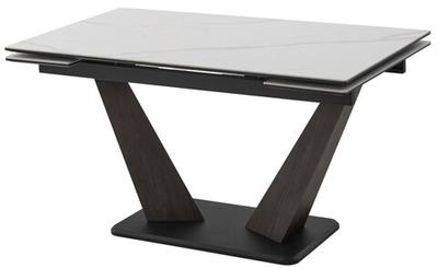Стол ВИРДЖИНИЯ 140 MATTE БЕЛЫЙ МРАМОР, керамика / ЛЕСНОЙ ОРЕХ, ЧЕРНЫЙ, М-City