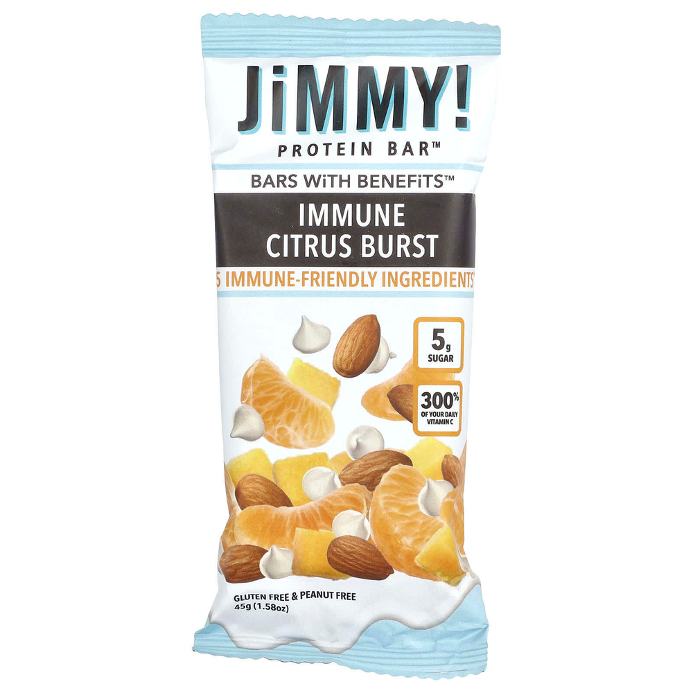 JiMMY!, Be Well, батончики с пользой, протеиновый батончик, иммунитет цитрусовых, 12 батончиков, 45 г (1,58 унции)