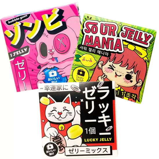 Мармеладный набор желейного из 3-х штук 48 г (Sour Jelly Mania, Pink bear Бабл гам, Lucky Jelly)