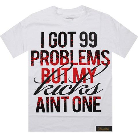 Футболка Sneaktip 99 Problems Splash белая с красным