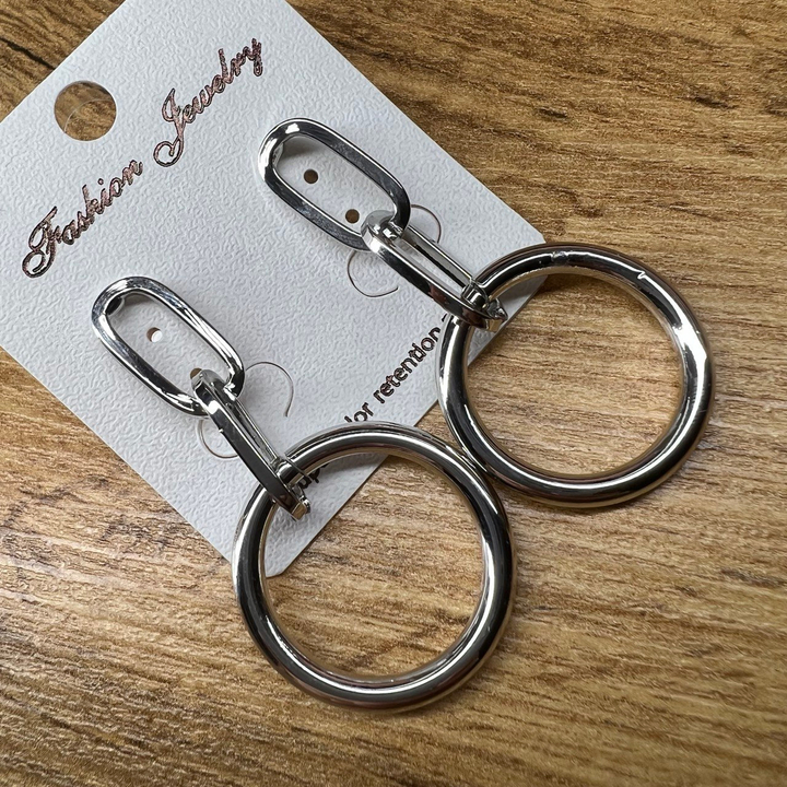 Серьги "Цепи" 2 звена плетение якорное кольцо 25 мм металл серебристый 5 см