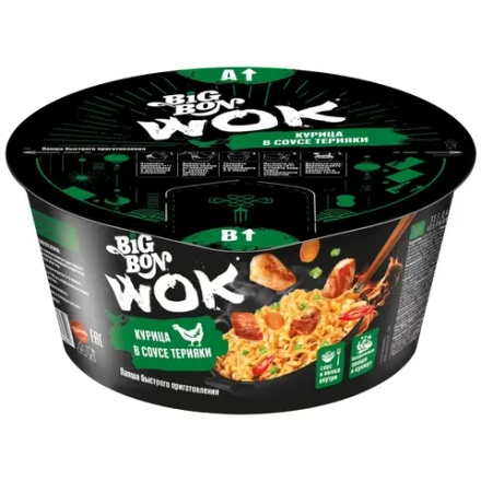 Лапша Big Bon Wok с курицей и соусом терияки быстрого приготовления 85 г