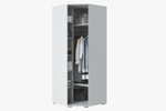 Шкаф для одежды угловой с полками и штангой Белое сияние/Белый снег софт 89х89х221 см