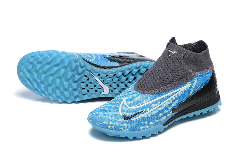 Шиповки Nike Phantom GX Elite DF Link TF (Черный+голубой)