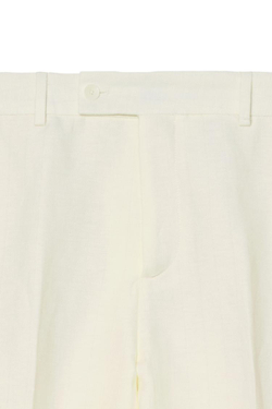 ZARA X BENITO ANTONIO КОСТЮМНЫЕ БРЮКИ СВОБОДНОГО КРОЯ ИЗ ЛЬНА И ШЕРСТИ В ЕЛОЧКУ, ЭКРЮ