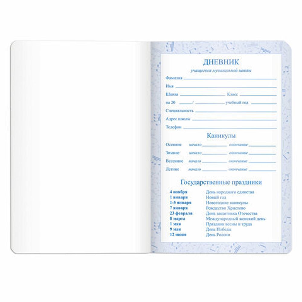 Дневник для музыкальной школы 48 л., обложка кожзам твердая, тиснение фольга, BRAUBERG, зеленый,105501