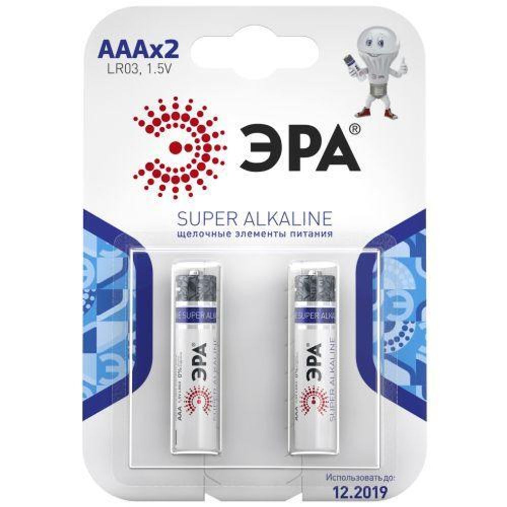 Элемент питания алкалиновый AAA/LR03 LR03-2BL (блист.2шт) Эра C0038453
