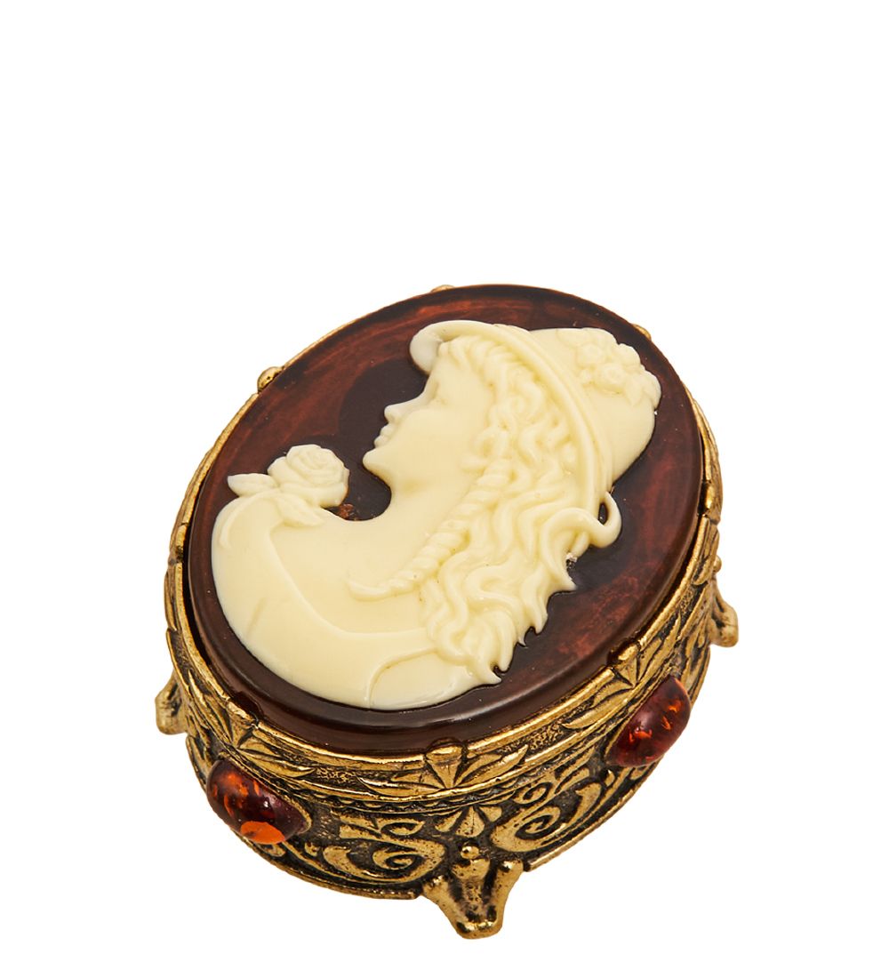 Народные промыслы AM-3264 Шкатулка «Камея Юность» (латунь, янтарь)