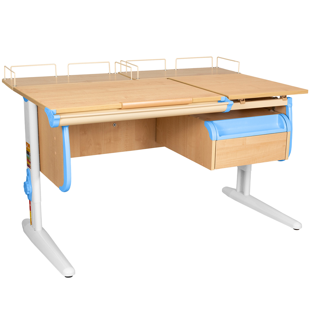 Растущая парта Дэми СУТ 25 с задними полками СУТ.15.210 и навесной тумбой (1200×880 мм)