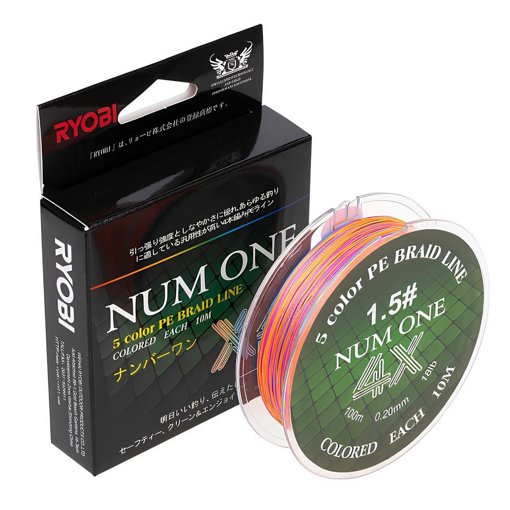 Шнур NUM ONE PE4X-100M 1.5#/0,205 mm Multi Colour