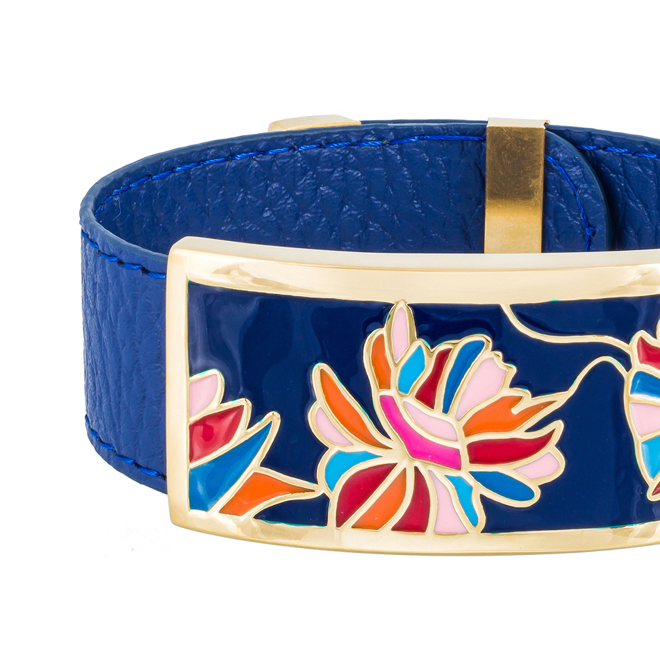 Браслет Fiore Luna на синем кожаном ремешке CB13599-7