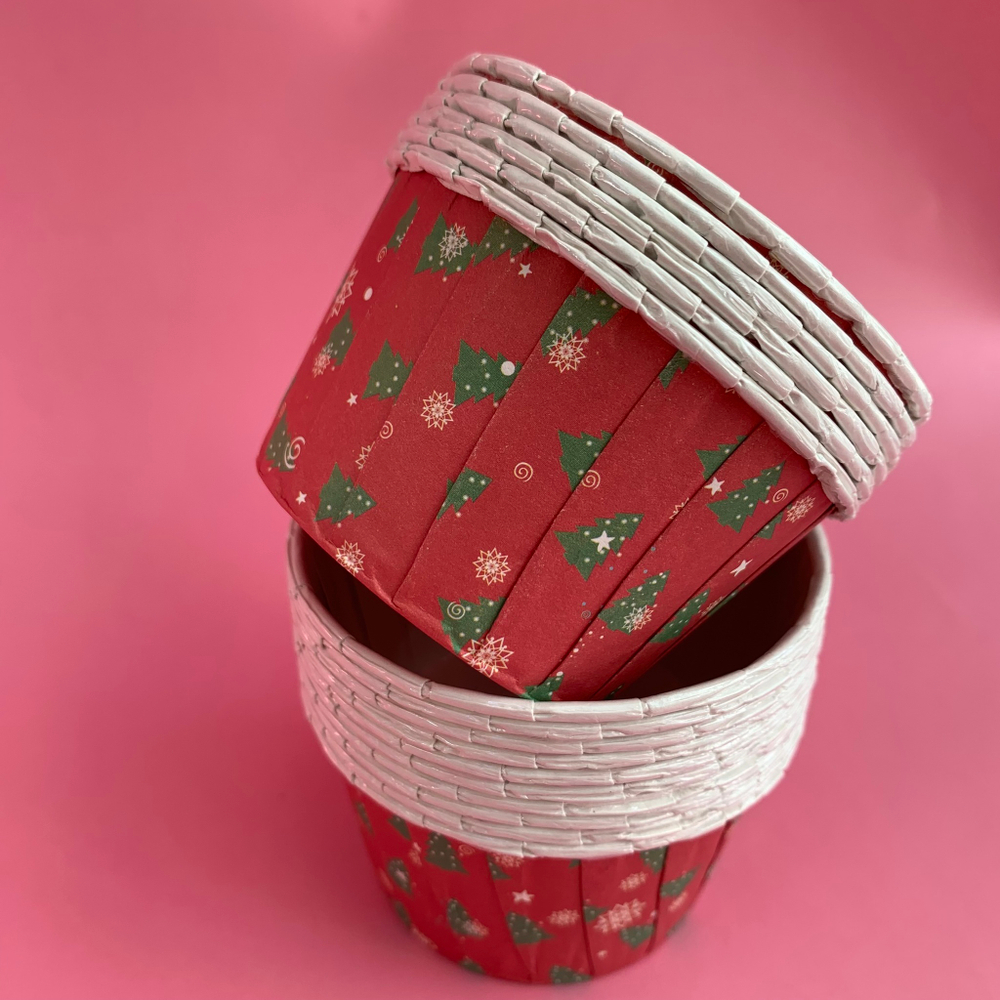 Капсула с ламинацией красная Елочки, 1 шт