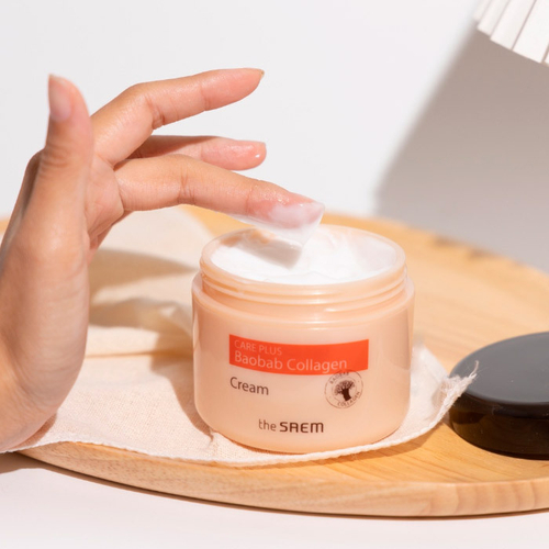 The Saem Care Plus Baobab Collagen Cream коллагеновый увлажняющий и омолаживающий крем с экстрактом баобаба