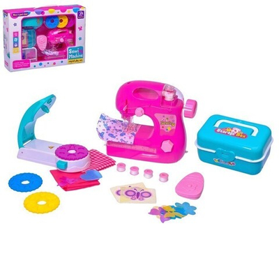 Швейная машина Карамель с катушкой и аппаратом для декора одежды, цвет розовый