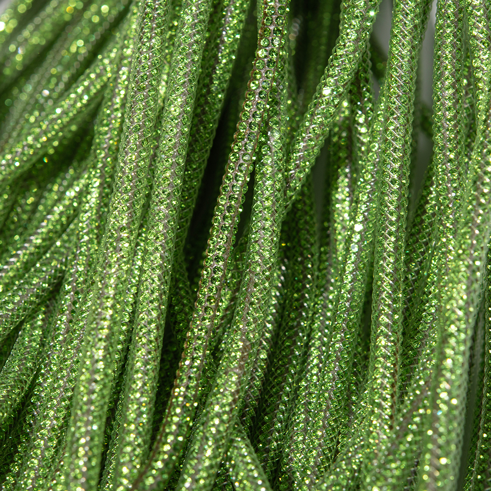 Стразовый шнур, зеленые кристаллы, 4мм