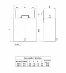 Бак Ferrum Комфорт 60л нержавеющий навесной прямоугольный 31662
