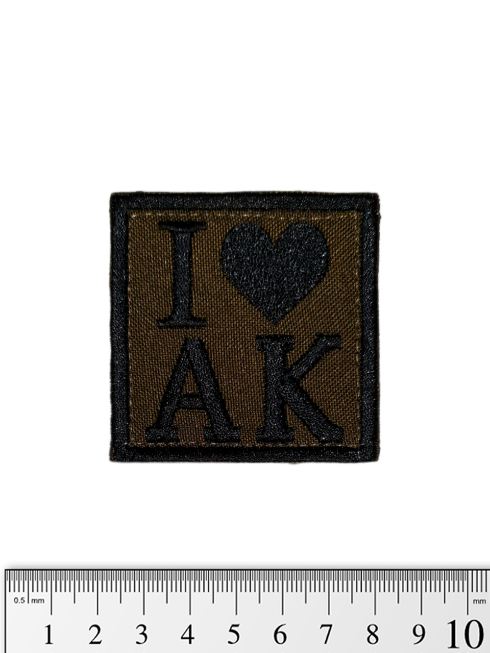 Шеврон I Love AK вышивка. Олива