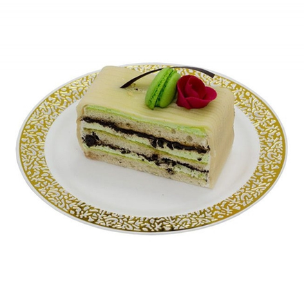 Тарелка Complement пластиковая белая с золотой ажурной каймой d=190мм 12шт/упак