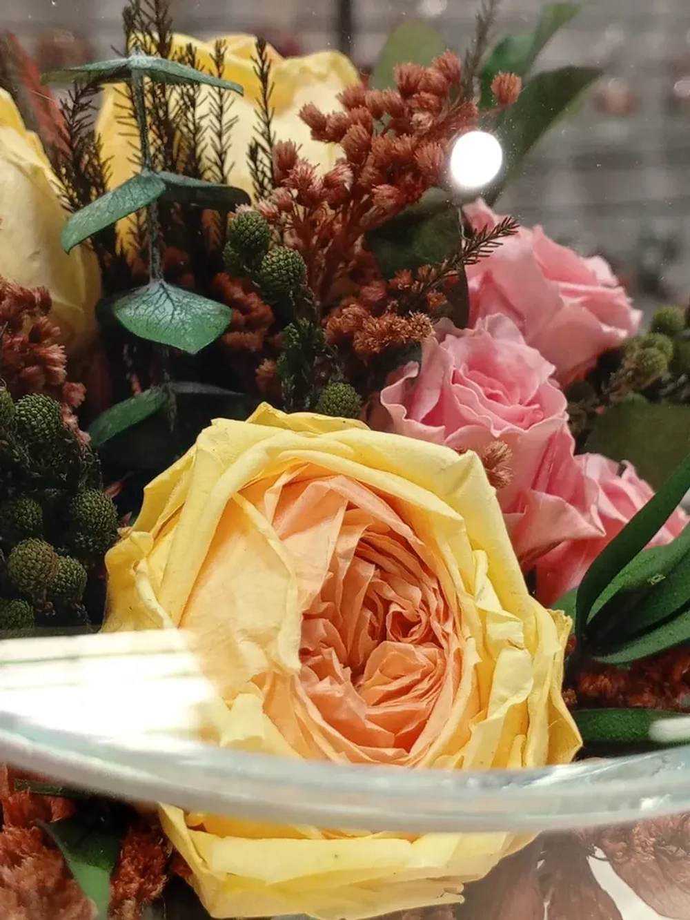 натуральные цветы в стекле, вакуум