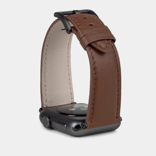 Ремешок для Apple Watch 44/45/46 mm из кожи теленка, коричневого цвета