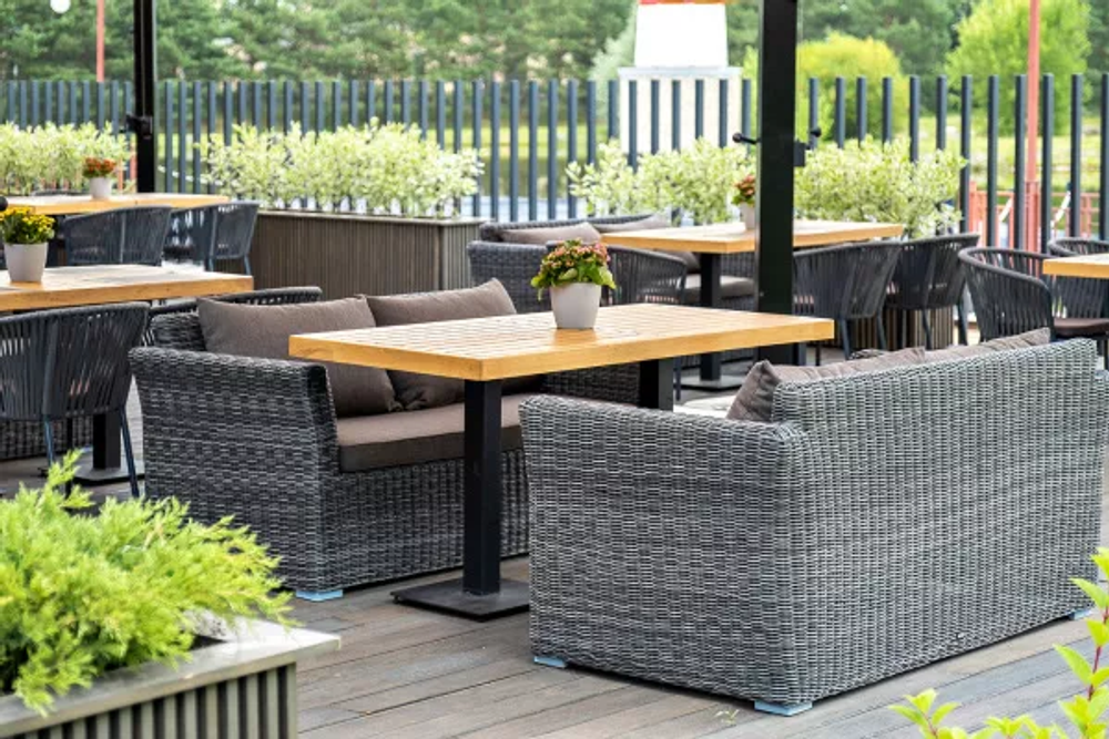 Капучино, диван коричневый/соломенный/бежевый/графит, искусственный ротанг