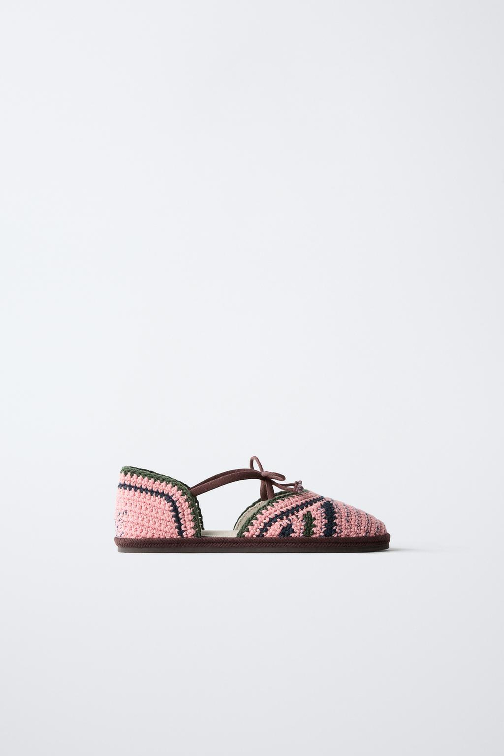 ZARA TIMELESZ - БАЛЕТКИ ИЗ КРУЖЕВА КРОШЕ, РОЗОВЫЙ